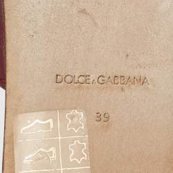 Pre Owned Dolce & Gabbana Burgundy Leather Slide Sandals Size 39