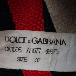 Pre Owned Dolce & Gabbana Red Knit Fabric Sorrento Low Top Sneakers Size 37