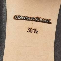Pre Owned Dolce & Gabbana Black Leather Crystal Embellished and Embroidered Applique Pumps Size 36.5