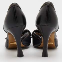 Pre Owned Dolce & Gabbana Black Leather Bow D'Orsay Pumps Size 37