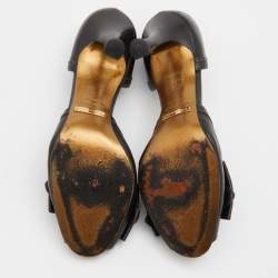 Pre Owned Dolce & Gabbana Black Leather Bow D'Orsay Pumps Size 37