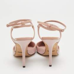 Pre Owned Dolce & Gabbana Pink Lizard Embossed Leather Pointed Toe Ankle Strap Pumps Size 38