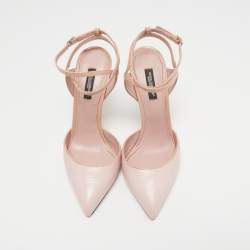 Pre Owned Dolce & Gabbana Pink Lizard Embossed Leather Pointed Toe Ankle Strap Pumps Size 38