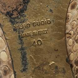 Pre Owned Dolce & Gabbana Cream Python Knee Length Boots Size 40