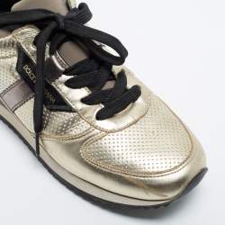 Pre Owned Dolce & Gabbana Tricolor Perforated and Leather Low Top Sneakers Size 35