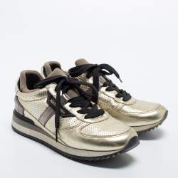 Pre Owned Dolce & Gabbana Tricolor Perforated and Leather Low Top Sneakers Size 35