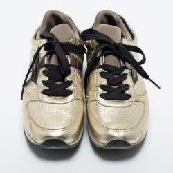 Pre Owned Dolce & Gabbana Tricolor Perforated and Leather Low Top Sneakers Size 35