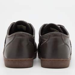 Pre Owned Dolce & Gabbana Brown Leather Low Top Sneakers Size 35