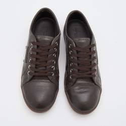 Pre Owned Dolce & Gabbana Brown Leather Low Top Sneakers Size 35
