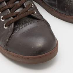 Pre Owned Dolce & Gabbana Brown Leather Low Top Sneakers Size 35