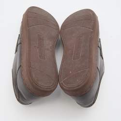 Pre Owned Dolce & Gabbana Brown Leather Low Top Sneakers Size 35