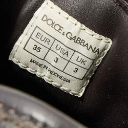 Pre Owned Dolce & Gabbana Brown Leather Low Top Sneakers Size 35