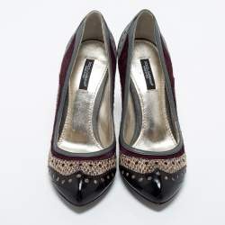مملوكة مسبقًا Dolce & Gabbana  Multicolor Snakeskin and Suede Pumps Size 36.5
