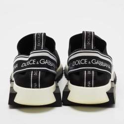 Pre Owned Dolce & Gabbana Black/White Knit Fabric Sorrento Slip On Sneakers Size 41