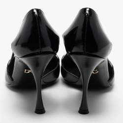 Pre Owned Dolce & Gabbana Black Patent Leather Cutout Bow  Pumps Size 37