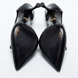 Pre Owned Dolce & Gabbana Black Patent Leather Cutout Bow  Pumps Size 37