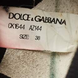 Pre Owned Dolce & Gabbana Black/Silver Crystal Embellished Knit Fabric Sorrento Sneakers Size 38