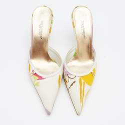 Pre Owned Dolce & Gabbana Multicolor Printed Canvas Pointed Toe Mules Size 37