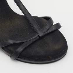 Pre Owned Dolce and Gabbana Black Leather Heritage Coin Detail Ankle Strap Sandals Size 37