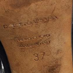 Pre Owned Dolce and Gabbana Black Leather Heritage Coin Detail Ankle Strap Sandals Size 37