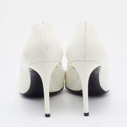 Pre Owned Dolce & Gabbana White Patent Leather Bow Peep Toe Pumps Size 36