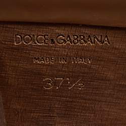 Pre Owned Dolce & Gabbana Blue/White Floral Print Jacquard Platform Ankle Strap Sandals Size 37.5