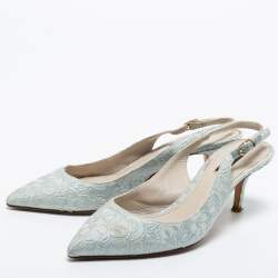 Dolce & Gabbana Light Blue Brocade Fabric Slingback Pumps Size 38