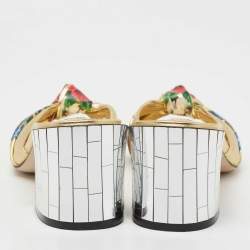 Pre Owned Dolce & Gabbana Gold Leather Knot Detail Mirrored Heel Slide Sandals Size 38