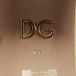 Pre Owned Dolce & Gabbana Gold Leather Knot Detail Mirrored Heel Slide Sandals Size 38