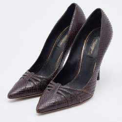 Dolce & Gabbana Dark Brown Python Pumps Size 36.5