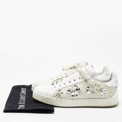 Pre Owned Dolce & Gabbana White Leather and Lace Low Top Sneakers Size 38.5