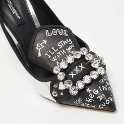 Dolce & Gabbana Silver Leather Crystal Embellished Pumps Size 40