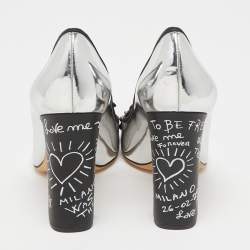 Dolce & Gabbana Silver Leather Crystal Embellished Pumps Size 40