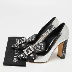 Dolce & Gabbana Silver Leather Crystal Embellished Pumps Size 40