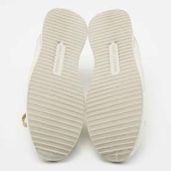 Pre Owned Dolce & Gabbana White/Black Leather and Fabric Sneakers Size 39.5