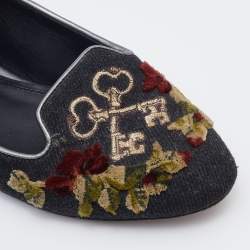 Pre Owned Dolce & Gabbana Multicolor Wool and Velvet Patchwork Smoking Slippers Size 37