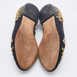 Pre Owned Dolce & Gabbana Multicolor Wool and Velvet Patchwork Smoking Slippers Size 37