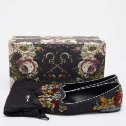 Pre Owned Dolce & Gabbana Multicolor Wool and Velvet Patchwork Smoking Slippers Size 37