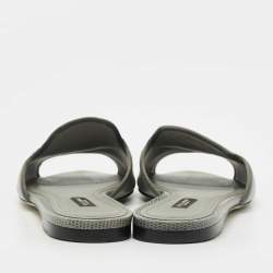 Dolce & Gabbana Grey Lizard Embossed Leather Sofia Slide Flats Size 39