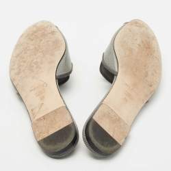 Dolce & Gabbana Grey Lizard Embossed Leather Sofia Slide Flats Size 39