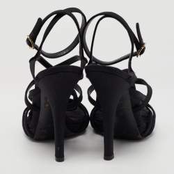 Dolce & Gabbana Black Canvas Strappy Sandals Size 37.5