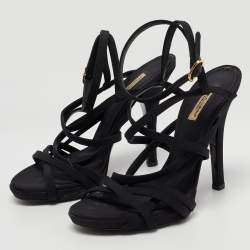 Dolce & Gabbana Black Canvas Strappy Sandals Size 37.5