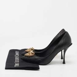 Pre Owned Dolce & Gabbana Black Leather Embellished Pumps Size 36