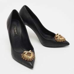 Pre Owned Dolce & Gabbana Black Leather Embellished Pumps Size 36