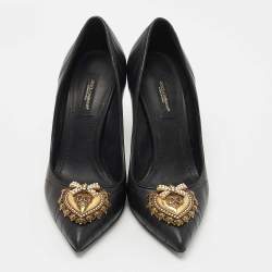 Pre Owned Dolce & Gabbana Black Leather Embellished Pumps Size 36