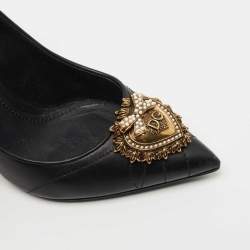 Pre Owned Dolce & Gabbana Black Leather Embellished Pumps Size 36