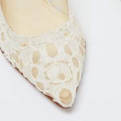 مملوكة مسبقًا Dolce & Gabbana White Lace and Mesh Pointed Toe Pumps Size 36