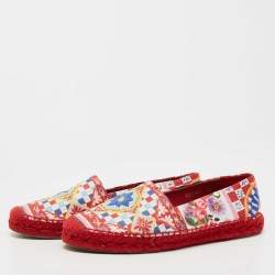 Dolce & Gabbana Multicolor Printed Leather Espadrille Flats Size 38