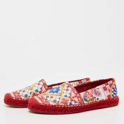 Pre Owned Dolce & Gabbana Multicolor Printed Leather Espadrille Flats Size 38