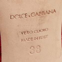 Pre Owned Dolce & Gabbana Red Woven Raffia Slingback Pumps Size 38